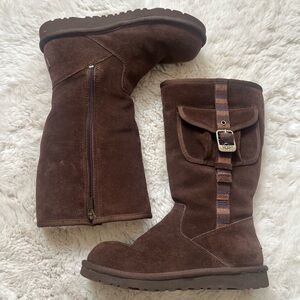 EUC size 4 Ugg 1895 Retro Cargo Brown Suede sheepskin Boots